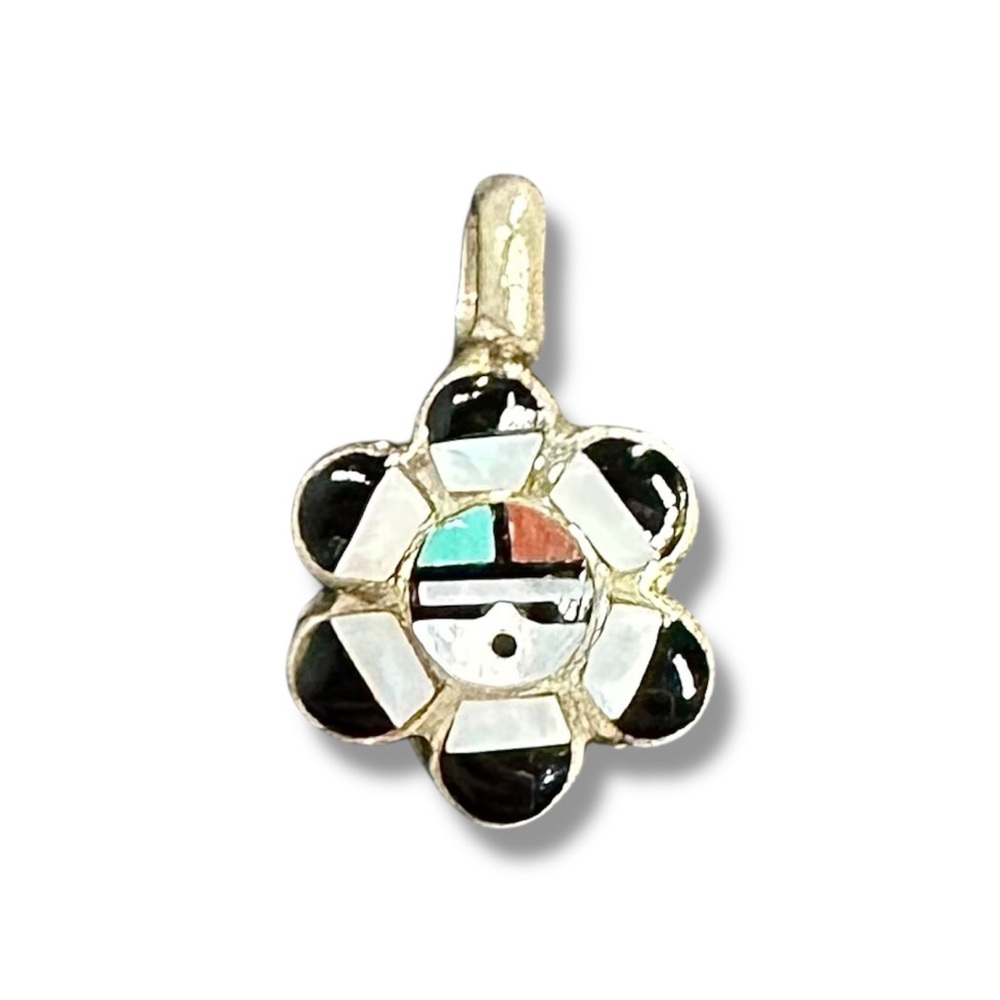 Zuni Sun Face Sterling Silver Vintage Pendant Charm Native American
